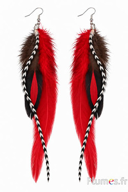 Orecchini - lunghezza 13-16 cm - rosso-naturale